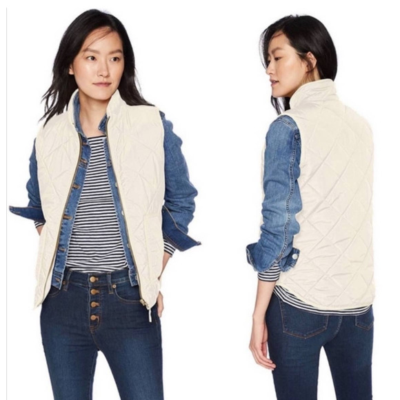 J. Crew Jackets & Blazers - J. Crew Quilted Down Excursion Down Filled Puffer Vest Cream Bisque Beige sz S